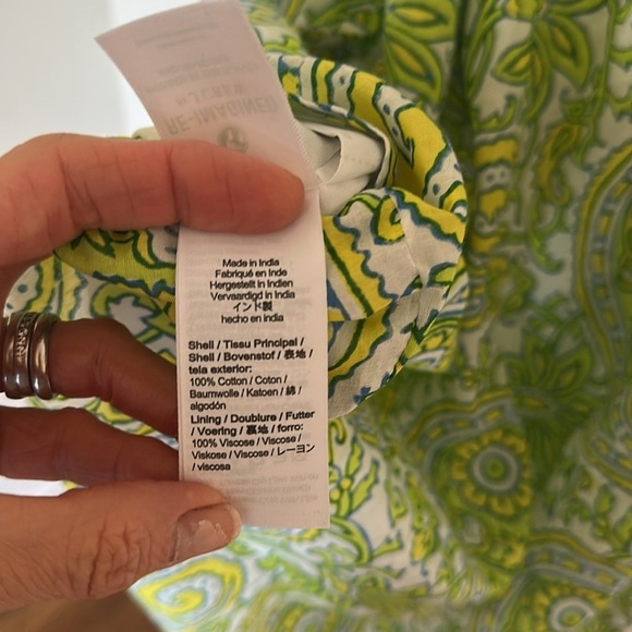 NWT SZ Blockprints x J.Crew Square-Neck Puff Sleeve Organic Cotton Mini Dress L - Picture 14 of 16